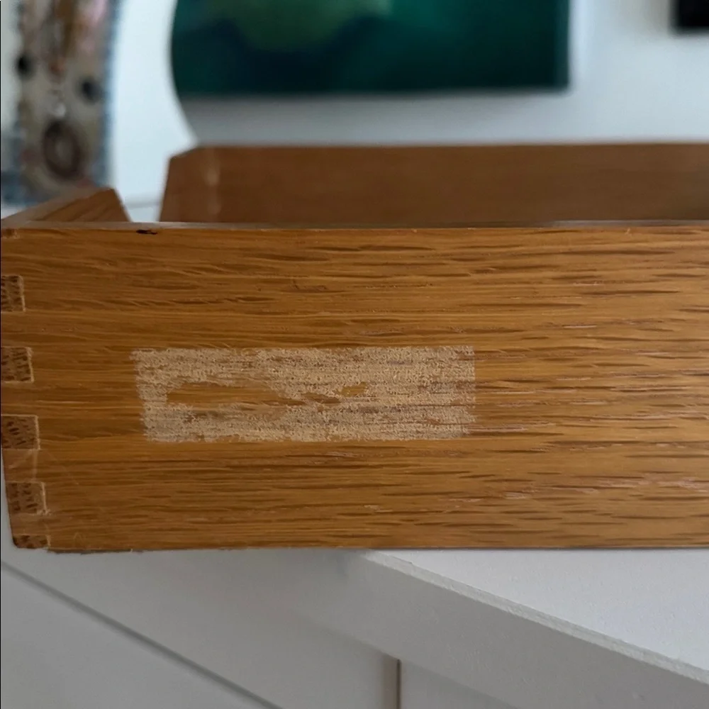 Vintage Wooden Office Tray Document Inbox with Dovetails